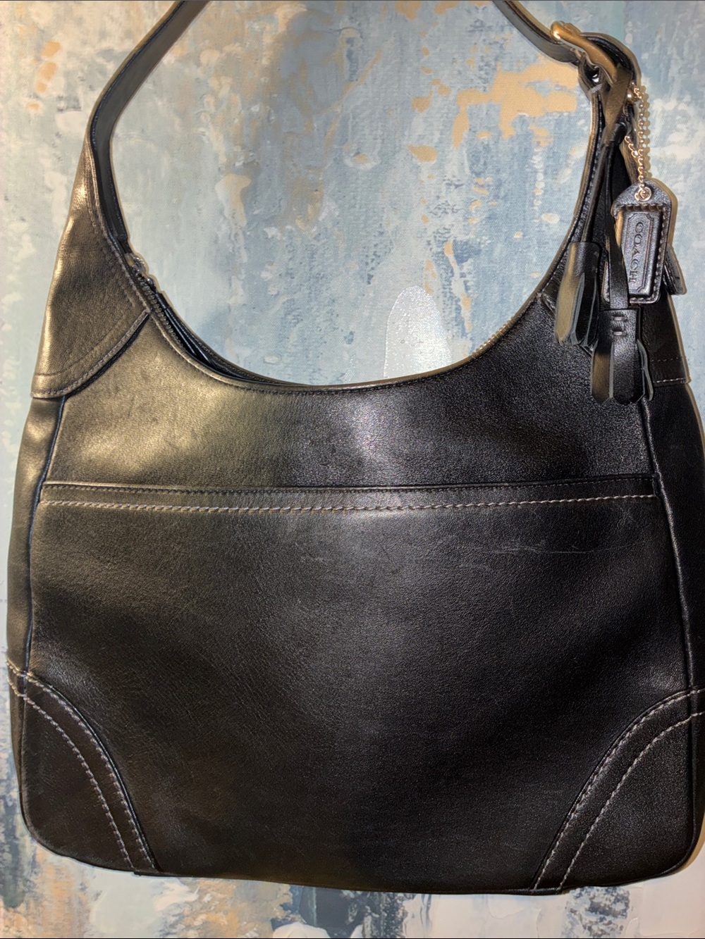 EUC ! Y2K Coach Hampton HOBO Classic Black Leather Shoulder Bag 2006 - Picture 16 of 16